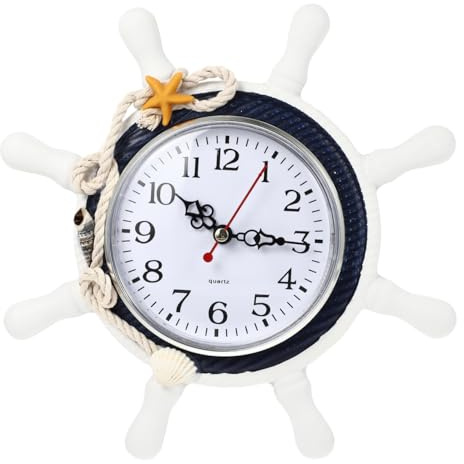 Cabilock Mediterranean Style Wall Clock 8 Inch Silent Nautical Clock with Rope Decor for Bedroom Living Room Kitchen Wall Decoration