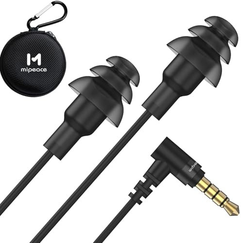 MIPEACE Work Earbuds Headphones, Ear Plug Headphones for Work-Noise isolating Earbuds Earphones for Industrial Safety Construction(Black)