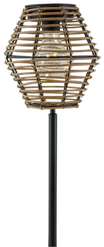 ReWu Solarlampe Lampe Eckig Outdoor Garten Beleuchtung Naturfarben Bodenspitze Solarlicht Außen Solarleuchte Bodenleuchte Gartenleuchter Wegbeleuchtung 17 x 17 x 49 cm