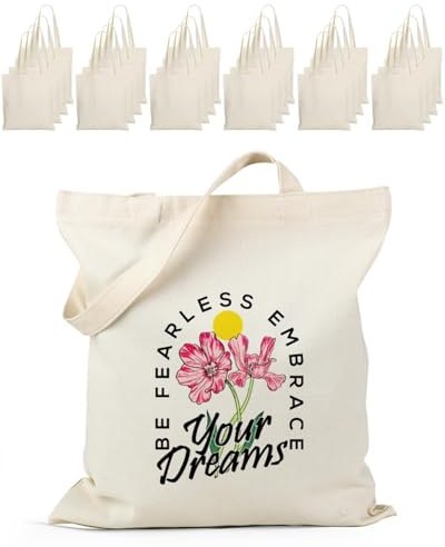 Lzerking 24 Pack Large Canvas Tote Bag Bulk, 14.5x16.3 Inches Blank Tote Bags for DIY Projects, Gift