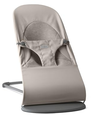 BabyBjörn Bouncer Balance Soft, Woven/Jersey,Tri-Fabric, Sand Grey