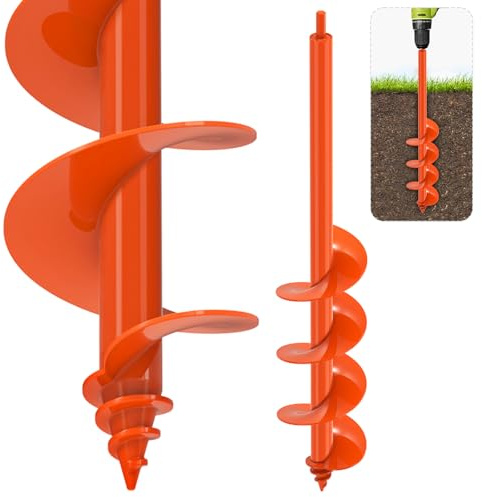 SELAWARE Punta a coclea per la piantumazione 10,2x61cm, punta a coclea da giardino robusta, adatta a una punta a trapelo esagogonale da 3/8 di pollice, escavatore per il foro a palo serpente per fiori