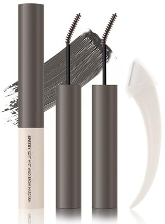Gel de cejas tintado de color gris, 2 unidades de gel ultrafino para cejas, resistente al agua con herramienta de cera, máscara de cejas natural de larga duración para cejas voluminosas, maquillaje de