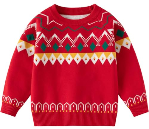 Genérico Jersey Navideño Niños, Jersey Navidad Niña Suéter de Punto con Cuello Redondo para Niño y Niña, Sudaderas Navideñas para Unisex Niños 2-6 Años