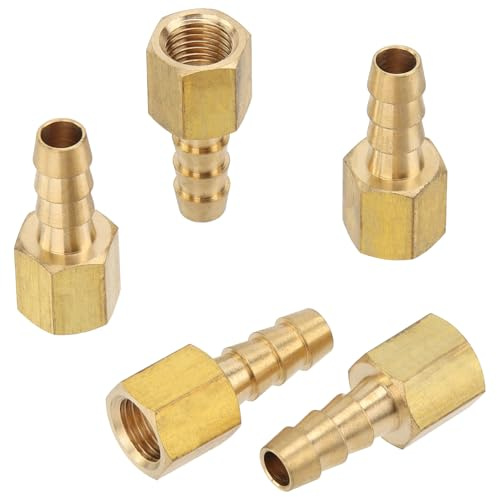 LTWFITTING Brass Flare Tube Fitting 5/16 Hose ID x 1/4 Female 45 Deg Nut Union (Pack of 5)