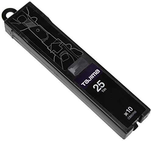 Tajima Ersättningsblad Razar Black Blade för skärkniv (10 stycken, blad för skärknivar, bladlängd 126 mm, bredd 25 mm, för läder, tapet, folie, gips) CB65RB