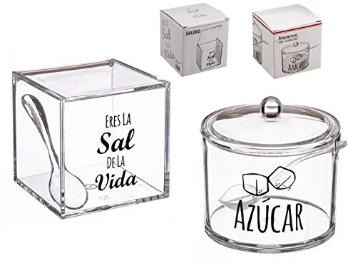 Salero y Azucarero de Cocina Super Original Acrilico Diseño Frases