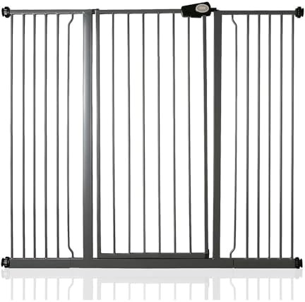 Bettacare Barn- och Husdjursgrind, 139,8 cm - 147,4 cm, Skiffergrå, Extra Hög Grind 104 cm i Höjd, Tryckmonterad Trappgrind, Barngrind och lämplig som Hundgrind eller Husdjursbarriär