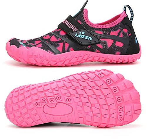 UBFEN Water Shoes for Kids Boys Girls Aqua Socks Barefoot Beach Sports Swim Pool Quick Dry Lightweight Toddler Little Big Kid A Pink 11.5 Little Kid