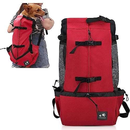 PETCUTE hundväska, hundtransportväska, bärväska för hundar, katter, vandringsryggsäck, sida andningsaktiv, nätryggsäck för små och medelstora hundar och katter upp till 5 kg