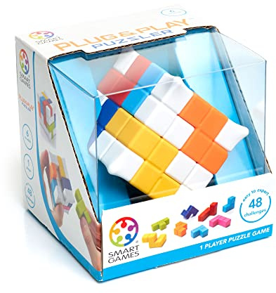 SmartGames – Plug & Play Puzzler – Puzzle 3D Compact 6 Ans et Plus – 48 défis – Jeu de réflexion Enfant – Casse-tête Cube – Jeu Solo – Puzzle éducatif Portable – Activité de logique et Concentration