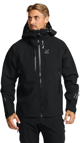 RevolutionRace Cyclone 3L Shell Jacket para Hombre, Chaqueta Impermeable con Reflectores Recco para Senderismo, Black, S
