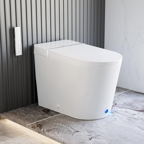 Casta Diva - Inodoro inteligente, bidé más ancho con asiento calentado, agua caliente, sensor de pie de lavado automático, inodoro japonés moderno para baño con control remoto