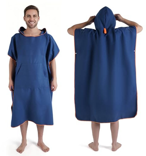 Badeponcho Damen& Herren,Poncho Handtuch,Mikrofaser-Surf Poncho, Badeponcho Handtuch, aus Mikrofaser auch als Umkleidehilfe Strand (Large)