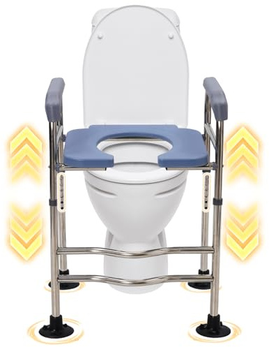 Elevador WC Adulto con Reposabrazos, Altura Ajustable. 64-74 cm de Altura, 48 x 38 cm, Apto para Personas Mayores, Embarazadas y Personas con Movilidad Reducida.