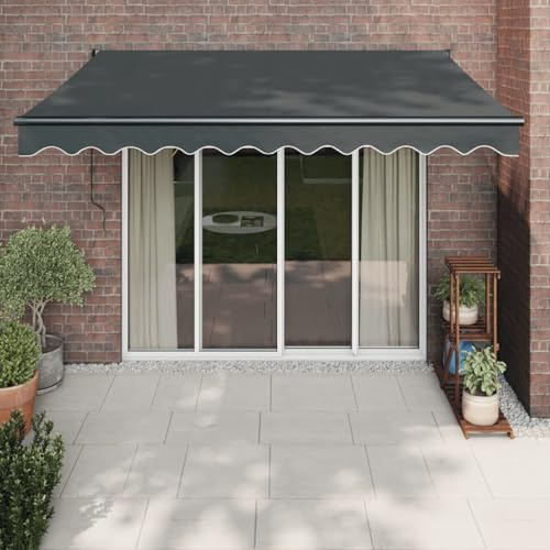 IKAYAA Toldo Motorizado 3 x 2.5 m, Toldo Eléctrico Retráctil,Toldo Articulado Eléctrico con Mando a Distancia, Toldo Brazo Extensible para Terraza, Jardín, Gris Antracita (Estructura Gris)