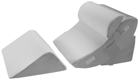 VEVOR Almohada de Cuña para Descansar, Juego de 4 uds de Cuñas Ortopédicas Ajustables para Cama, Soporte para Piernas, Cuello y Hombros, para Reflujo Ácido, Alivio de Ronquidos, Blanco y Gris