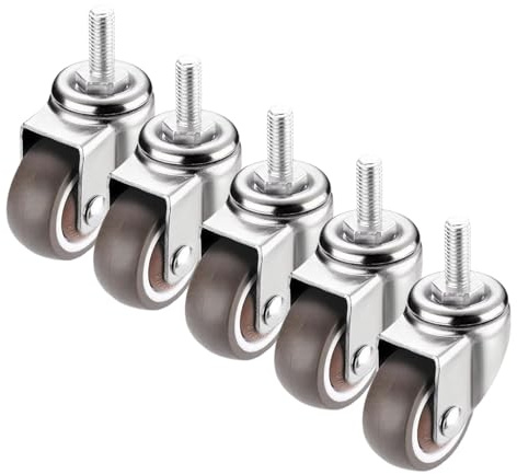 5er-Pack Bürostuhlrollen,3,8cm Schwerlastrollen,10x15mm Gewindestangen,Ersatz-Gummiräder,leichtgängig und leise,Lenkrollen für Möbel,inklusive kleinem Schraubenschlüssel