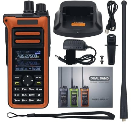 GT-10 15W Walkie Talkie UHF VHF Marinradio FM AM-radiomottagare Dubbla Frekvensdisplay For Ham Radio Road Trips Klar RöStöVerföRing(Orange)