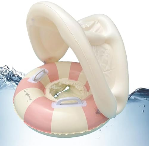 Flotteur De Natation pour Bébé, Bouee Bebe avec Parasol, Siège de Natation Gonflable Réglable, Flotteur de Piscine Stable pour Bébé, Siège de Sécurité Flottant