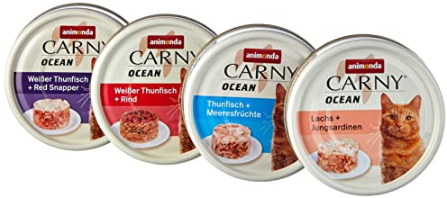 animonda Carny Adult Ocean Meeresvielfalt Nr. 1 (12 x 80 g), Katzennassfutter für ausgewachsene Katzen, Nassfutter mit zartem Fischfilet, Katzenfutter ohne Getreide und Zucker