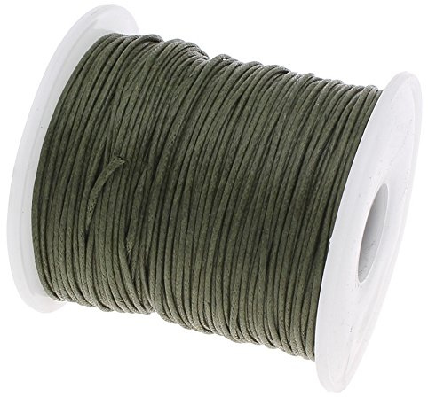 My-Bead Cordon Ciré 1 mm Vert Kaki Bobine 90 m Fil Ciré solide pour Bijoux DIY Macramé Bracelets Colliers Shamballa Bricolage