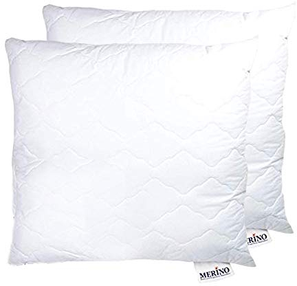 Merino-Betten Hochwertiges Kopfkissen 35x35 Set | Schlafkissen | Innenkissen mit verstepptem Bezug | Serie Wolke
