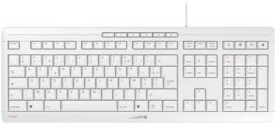 CHERRY Stream Keyboard, Clavier Filaire, Disposition française (AZERTY), Frappe silencieuse, Sensation de Frappe Unique, Design Plat, Blanc grisé