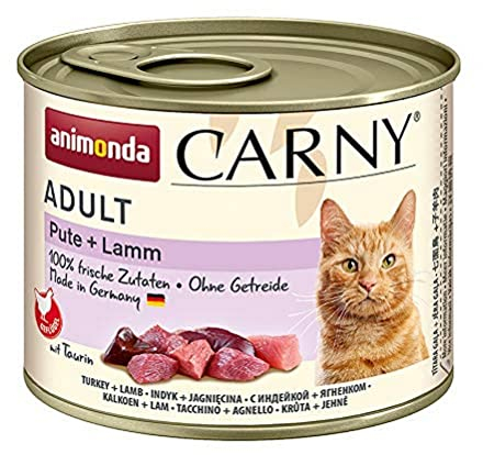 Carny Katzen Nassfutter Pute + Lamm (6 x 200g), Katzen Nassfutter von animonda ohne Getreide und Zucker, mit frischen fleischlichen Zutaten