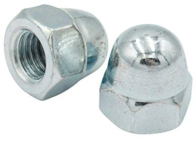 D2D | VPE: 50 Stück - Sechskant Hutmuttern - Größe: M8 - DIN 1587 - hohe Form - galvanisch verzinkt Güteklasse 6 - Ziermuttern