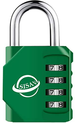 SISAV Cadenas à Combinaison 4 Chiffres Pour Usage Extérieur,Pour Casier de Gymnase Scolaire,Casier de Sport,Portail de Clôture,Portail,Loquets et Boîte à Outils,Vert
