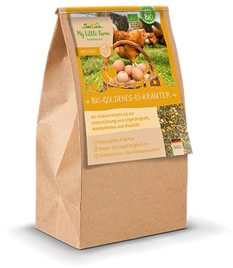 My Little Farm Bio-Goldenes-Ei-Kräuter, Kräuter-Futtermischung für Hühner und andere Geflügel, zur Unterstützung der Legetätigkeit, reich an natürlichen Vitalstoffen, Natur pur, Bio-Qualität
