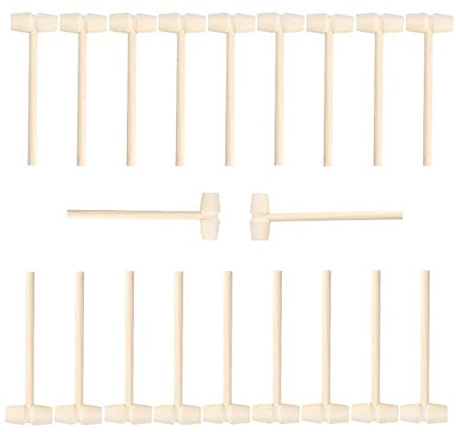 Mu Mianhua 20Pcs Mini Wooden Hammer for Chocolate Wooden Crab Mallets Dessert Making Mallet Small Wooden Toy Mallets Gift for Kids Boys Girls, (MMHOMEJJU137)
