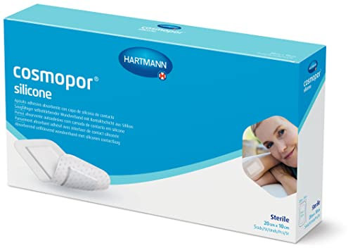 COSMOPOR SILICONE Apósito Estéril | 10 x 10 cm | Pack de 5 o 20 Unidades | Alta Tolerancia, Suave y Transpirable