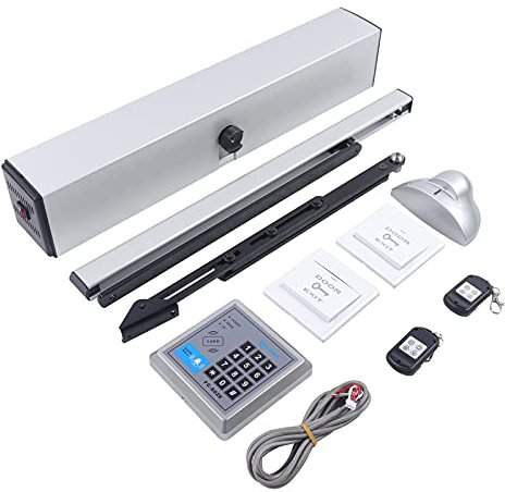 Automatic Door Opener/Closer, 50W Electric Gate Opener with Access Control, Sensor Remote Control, Push Button Swing Door Motor Door Opener, 120° Max. Opening Angle, Silver