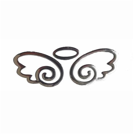 Autocollant de Voiture 3D Aile d'ange, Badge d'emblème chromé en PVC Souple, Autocollant de décoration de Style Automobile for Logo de Voiture (Color : Silver)