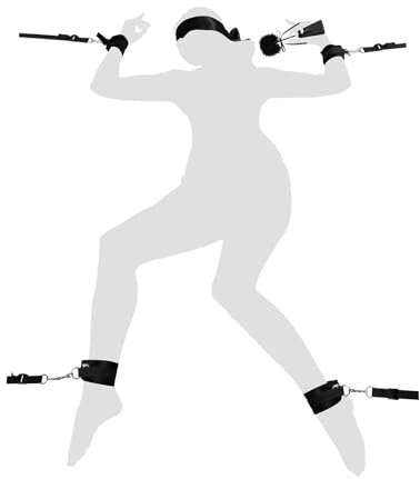 UTIMI BDSM Bondage set Bettfesseln - Sex Spielzeug mit Seil Augenbide Handschellen Fußfesseln Bett Set Fesseln Sexspielzeug Erotik Fesselset für Liebhaber Extreme Anfänger und erfahrene Paare,Schwarz