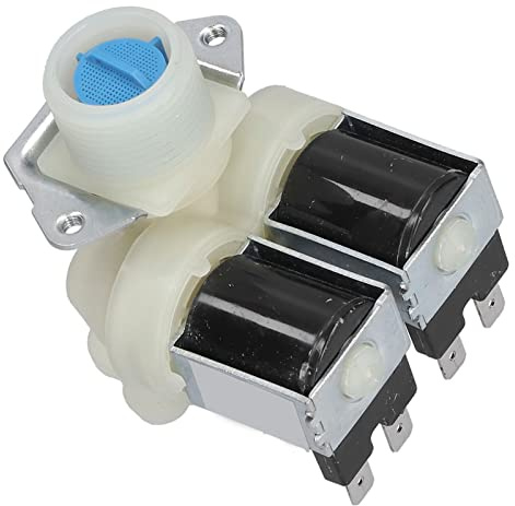 Valvola di Ingresso Acqua per Lavatrice, Elettrovalvola a Doppia Testa AC220V-240V, Accessorio per Rondella di Ricambio Durevole