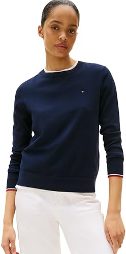 Tommy Hilfiger Damen Pullover Jersey Fine mit Rundhalsausschnitt, Blau (Dark Night Navy Gs), XXL