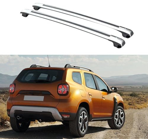 LwwGji 2Pcs/Set Roof Rack Cross Bars For Dacia Duster 2018-2022,Aluminum Luggage Bars Cross Rails,Roof Rail,Silver-Silver