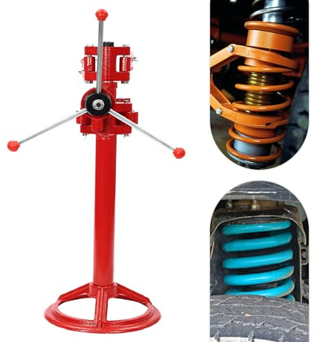 Vehicle Spring Compressor 45in Hand Operate Strut Spring Compressor Metal Auto Spring Removal Tool for Cars, Vans, Pickup Trucks-Bearing 2200lbs, Length: 8.27-22.44inch,Diameter: 15.75in (Red)