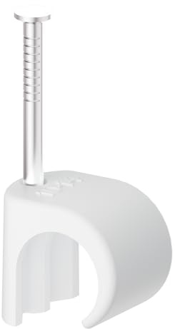 TEMOLink Kabelspännen, 100 st spikklamrar, 10-14 mm, 304 rostfritt stål, kabelhantering för telefon- och Ethernet-kablar, strömkablar, rör, Vit