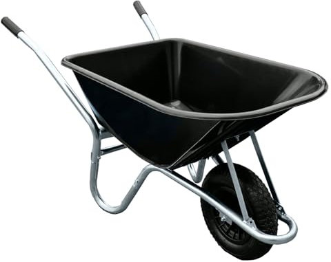 Black Wheelbarrow - Plastic Wheelbarrow Professional Garden Barrow with Puncture Proof Solid Wheel - TaskBarrow 110 Litre