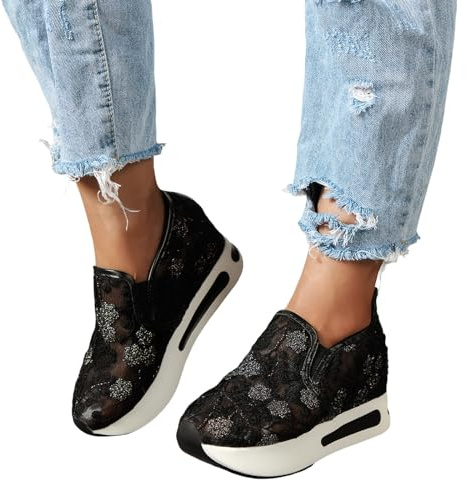 Generisch Scarpe da donna in rete, scarpe basse, da donna, in pizzo, per costume tradizionale tradizionale, scarpe da ginnastica, scarpe da ginnastica bianche, scarpe da ginnastica Dirndl, scarpe in