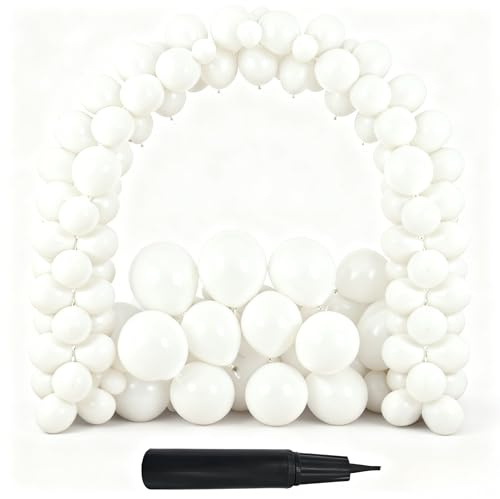 ZHIYE 200 Pack 12 10 5 Inch Party Balloons, White Matte Latex Balloon Suitable for Birthday Party Weddings Celebrations