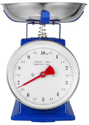 KITCHENKARATLY Báscula Mecánica Cocina con Bandeja Extraíble Acero Inoxidable Precisión Alta para Preparar Comidas y Hornear sin Batería Estilo Vintage Resistente