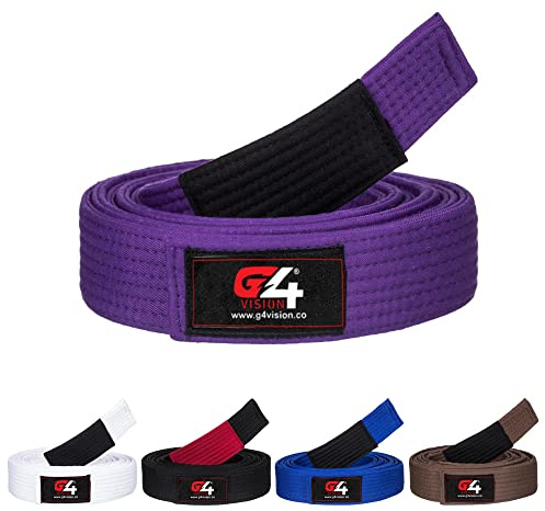 G4 VISION Jiu Jitsu BJJ Belts Brazilian Adult A1 A2 A3 A4 Black Brown Purple Blue White (Purple, A4)