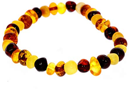 Premium Quality Natural Baltic Amber Baroque Bracelet by SilverAmber Jewellery UK - 100% Eco-Friendly Packaging - Money Back Guarantee - Adult - Mixed