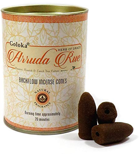 36 Conos de Incienso de Reflujo Ruda Arruda Rue 20 Minutos Goloka 2 Latas X 18 Cono Aroma Olor Humo Fuente 2 (Lata de presentación)
