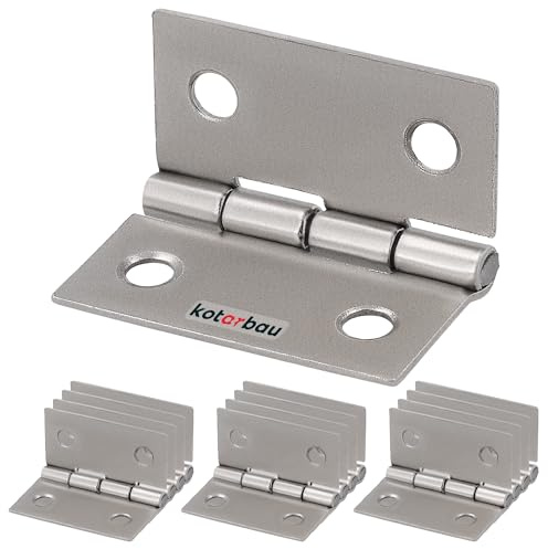 KOTARBAU® Set med 12 möbelgångjärn 30 mm möbelband, skåpgångjärn, nickel, rullade gångjärn, vikbart, pianorband, kontakt, lådband, verktygslådor